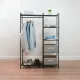 Вешалка-стеллаж "Валенсия-1", 1555х1090х300 мм, 7 полок, металл, черная, ГСВ1 Ч. Фото товара с разных ракурсов.